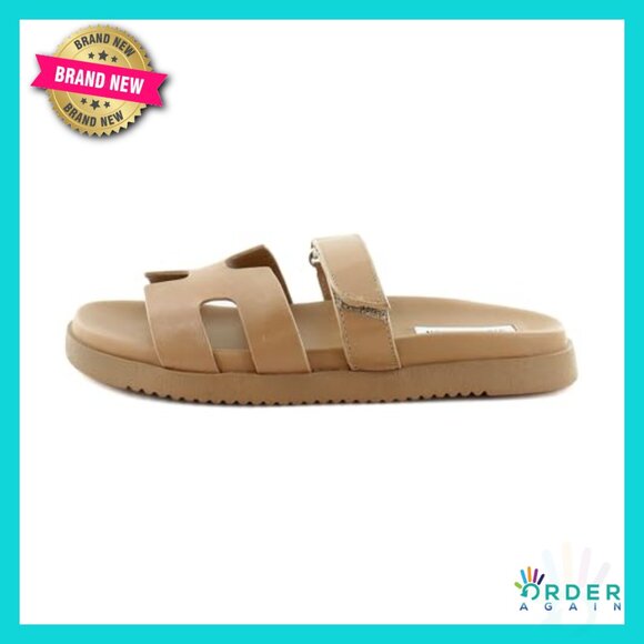 Leather Slide Sandals Adjustable Strap Platform Flatform Casual Chic Comfort